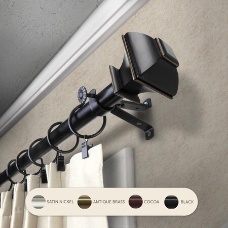 Central Design 0.8125 in. Vicky Curtain Rod with 120 to 170 in. Extension, Black 4882-992